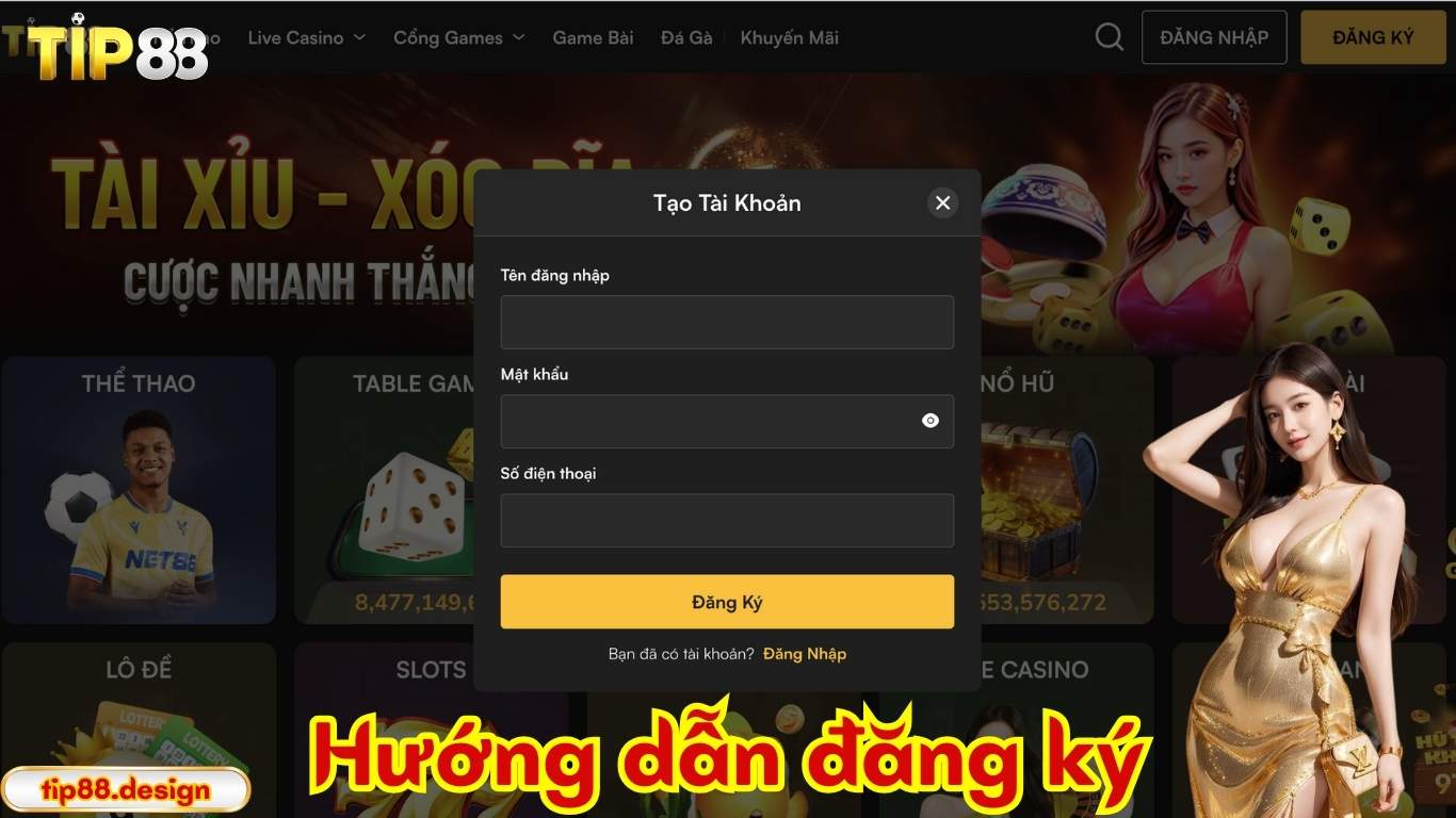 Hướng dẫn đăng ký Tip88 chi tiết. Hướng dẫn đăng ký Tip88 chi tiết.